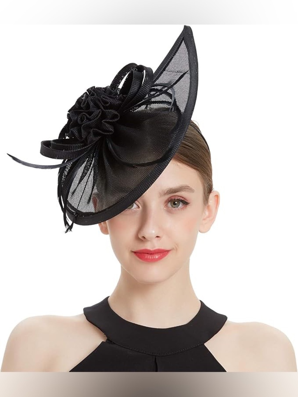 Kentucky Derby, Tea Parties, Black Fascinator Hat w/clip & headband
